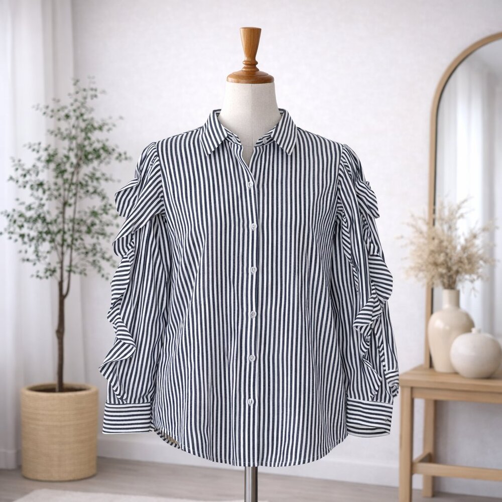 Banana Republic Dillon Ruffle Long Sleeve Shirt